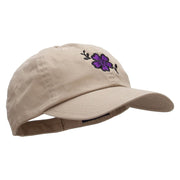 Mallow Flower Embroidered Low Profile Dyed Cotton Twill Cap - Khaki OSFM