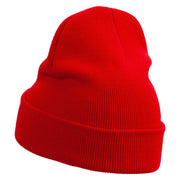 My Sun Embroidered 12 Inch Long Knitted Beanie - Red OSFM