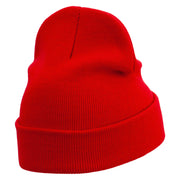 My Sun Embroidered 12 Inch Long Knitted Beanie - Red OSFM