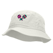 Mardi Maracas Embroidered Pigment Dyed Bucket Hat - White OSFM