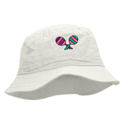 Mardi Maracas Embroidered Pigment Dyed Bucket Hat - White OSFM