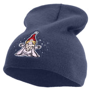 Cartoon Style Chirstmas Elf Embroidered 8 inch Acrylic Short beanie - Navy OSFM