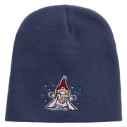 Cartoon Style Chirstmas Elf Embroidered 8 inch Acrylic Short beanie - Navy OSFM