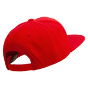 Flat Medical Embroidered Wool Blend Prostyle Snapback - Red OSFM