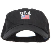 USA with American Flag Embroidered Low Cap