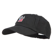 USA with American Flag Embroidered Low Cap