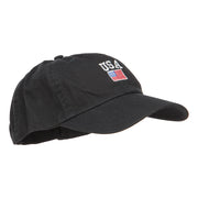 USA with American Flag Embroidered Low Cap