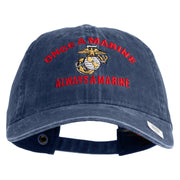 Once  A Marine Always a Marine Embroidered Washed Solid Pigment Dyed Cotton Twill Brass Buckle Cap - Navy OSFM