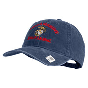 Once  A Marine Always a Marine Embroidered Washed Solid Pigment Dyed Cotton Twill Brass Buckle Cap - Navy OSFM