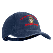 Once  A Marine Always a Marine Embroidered Washed Solid Pigment Dyed Cotton Twill Brass Buckle Cap - Navy OSFM