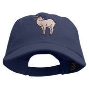 Goat Embroidered Low Profile Dyed Cotton Twill Cap - Navy OSFM