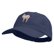 Goat Embroidered Low Profile Dyed Cotton Twill Cap - Navy OSFM