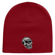 Scary Skull Embroidered 8 inch Acrylic Short Blank Beanie - Red OSFM