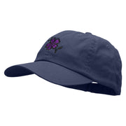 Mallow Flower Embroidered Low Profile Dyed Cotton Twill Cap - Navy OSFM