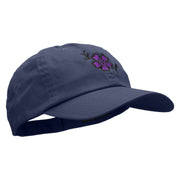 Mallow Flower Embroidered Low Profile Dyed Cotton Twill Cap - Navy OSFM