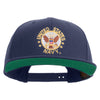 Licensed US Navy Circle Emblem Embroidered Wool Blend Prostyle Snapback Cap - Navy OSFM