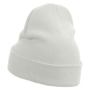 My Sun Embroidered 12 Inch Long Knitted Beanie - White OSFM