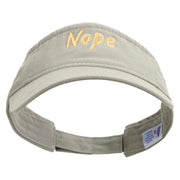 Nope Embroidered Pro Style Cotton Twill Washed Visor - Stone OSFM