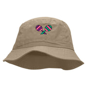 Mardi Maracas Embroidered Pigment Dyed Bucket Hat - Khaki OSFM