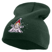 Cartoon Style Chirstmas Elf Embroidered 8 inch Acrylic Short beanie - Dk-Green OSFM