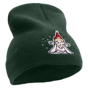 Cartoon Style Chirstmas Elf Embroidered 8 inch Acrylic Short beanie - Dk-Green OSFM