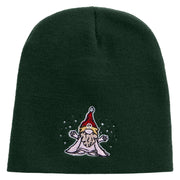 Cartoon Style Chirstmas Elf Embroidered 8 inch Acrylic Short beanie - Dk-Green OSFM