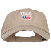 USA with American Flag Embroidered Low Cap