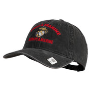 Once  A Marine Always a Marine Embroidered Washed Solid Pigment Dyed Cotton Twill Brass Buckle Cap - Black OSFM