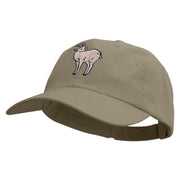 Goat Embroidered Low Profile Dyed Cotton Twill Cap - Olive OSFM