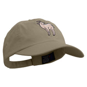 Goat Embroidered Low Profile Dyed Cotton Twill Cap - Olive OSFM