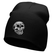 Scary Skull Embroidered 8 inch Acrylic Short Blank Beanie - Black OSFM