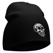 Scary Skull Embroidered 8 inch Acrylic Short Blank Beanie - Black OSFM