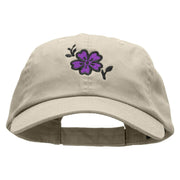 Mallow Flower Embroidered Low Profile Dyed Cotton Twill Cap - Putty OSFM