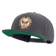 Licensed US Navy Circle Emblem Embroidered Wool Blend Prostyle Snapback Cap - Dk-Grey OSFM