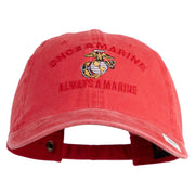 Once  A Marine Always a Marine Embroidered Washed Solid Pigment Dyed Cotton Twill Brass Buckle Cap - Red OSFM
