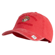 Once  A Marine Always a Marine Embroidered Washed Solid Pigment Dyed Cotton Twill Brass Buckle Cap - Red OSFM