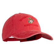 Once  A Marine Always a Marine Embroidered Washed Solid Pigment Dyed Cotton Twill Brass Buckle Cap - Red OSFM