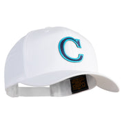Large C Patched Retro Cotton Blend Snapback Cap - White OSFM