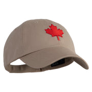 Canadian Maple Leaf Patched Low Profile PET Spun Washed Cap - Khaki OSFM