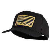 USA Gold Flag Veteran Patched Solid Cotton Twill 5 Panel Prostyle Snap Cap - Black OSFM