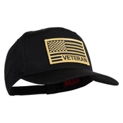 USA Gold Flag Veteran Patched Solid Cotton Twill 5 Panel Prostyle Snap Cap - Black OSFM