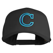 Large C Patched Retro Cotton Blend Snapback Cap - Black OSFM