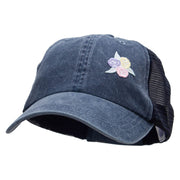 Pastel Rose Bud Cluster Patched Washed Trucker Cap