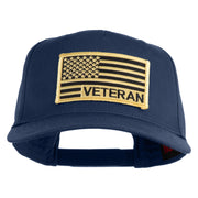 USA Gold Flag Veteran Patched Solid Cotton Twill 5 Panel Prostyle Snap Cap - Navy OSFM