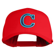 Large C Patched Retro Cotton Blend Snapback Cap - Red OSFM