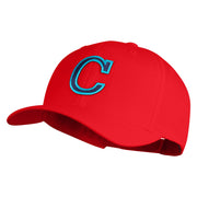 Large C Patched Retro Cotton Blend Snapback Cap - Red OSFM
