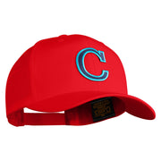 Large C Patched Retro Cotton Blend Snapback Cap - Red OSFM