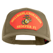Once a Marine Always a Marine Semper Fi Red Patched Solid Cotton Twill Mesh Prostyle Cap - Khaki OSFM