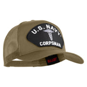 U.S. Navy Corpsman Patched Solid Cotton Twill Mesh Prostyle Cap - Khaki OSFM