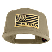 USA Gold Flag Veteran Patched Solid Cotton Twill 5 Panel Prostyle Snap Cap - Khaki OSFM